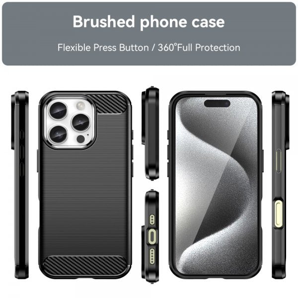 iPhone 16 Pro Kuori Harjattu Hiilikuitukuvio Musta