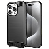 iPhone 16 Pro Max -kuoret harjattua hiilikuitukuviota, musta