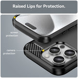 iPhone 16 Pro Max -kuoret harjattua hiilikuitukuviota, musta