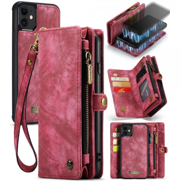 CaseMe iPhone 11 008 -sarja irrotettava kuori, punainen