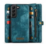 CaseMe Samsung Galaxy S22 -lompakkokotelo 008 Series, irrotettava kuori, petroli