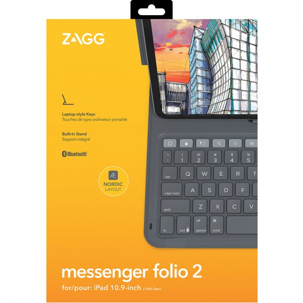 ZAGG iPad 10.9 (gen 10)/iPad 11 (A16) -näppäimistökotelo Messenger Folio 2 Nordic Layout Charcoal