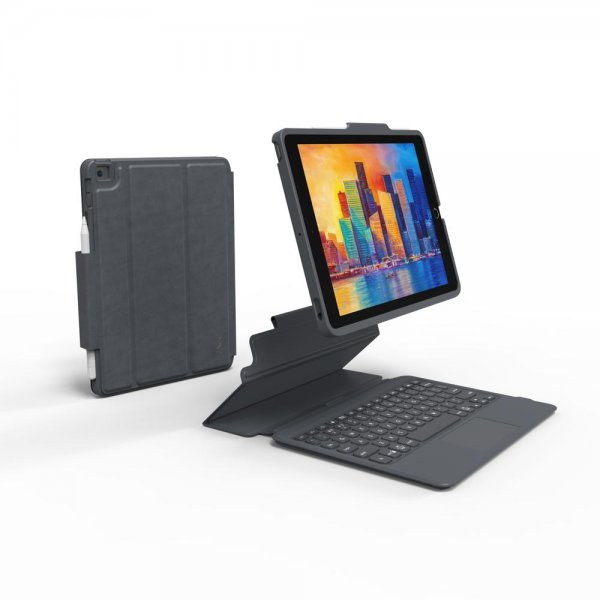 ZAGG iPad 10.2 -suojakuori näppäimistöllä, Pro Keys with Trackpad, pohjoismainen, musta/harmaa