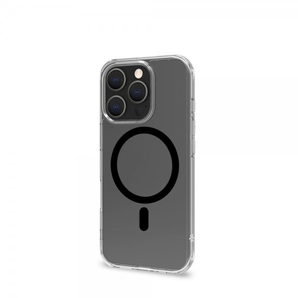 Celly iPhone 16 Pro Max -suojakuori GELSKINMAG, läpinäkyvä musta