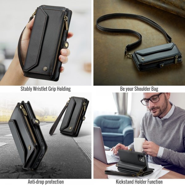 CaseMe iPhone 12/iPhone 12 Pro Kotelo C36 Series Musta