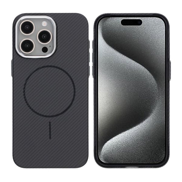iPhone 15 Pro Max Kuori Hiilikuitukuvio MagSafe Musta
