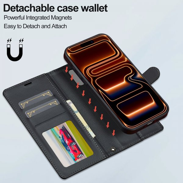 Nordic Covers iPhone 17 Pro Max -kotelo irrotettavalla MagSafe-kuorella, Raven Black