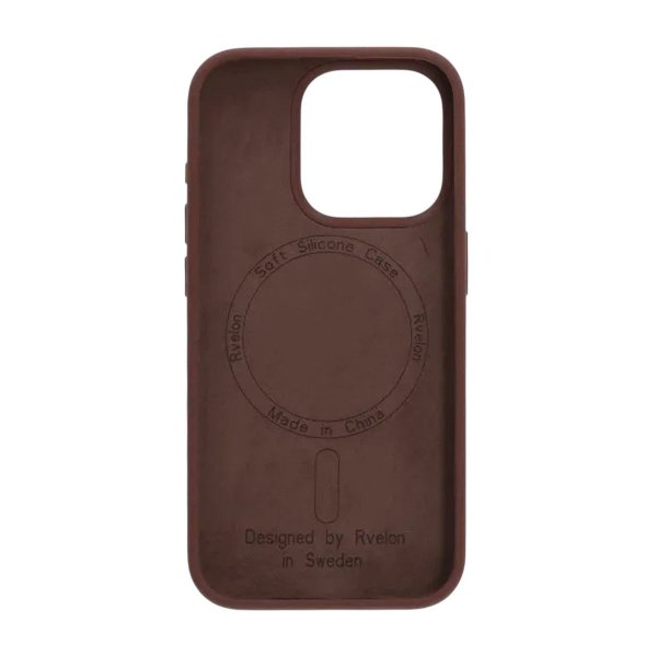 Rvelon iPhone 15 Pro Kuori Silikoni MagSafe Ruskea