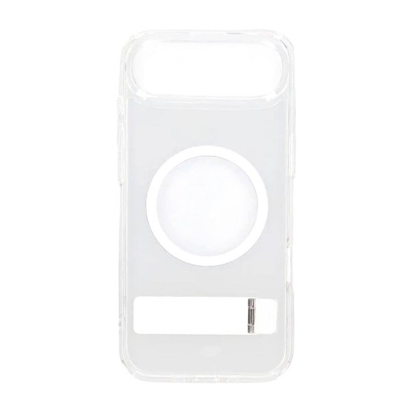 Rvelon iPhone Air -kuori jalustalla, läpinäkyvä