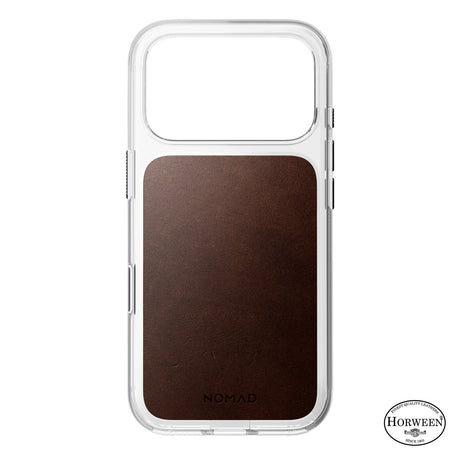 Nomad iPhone 17 Pro/iPhone 18 Pro Kuori kirkas nahkakuori Rustic Brown