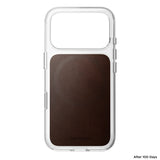 Nomad iPhone 17 Pro/iPhone 18 Pro Kuori kirkas nahkakuori Rustic Brown