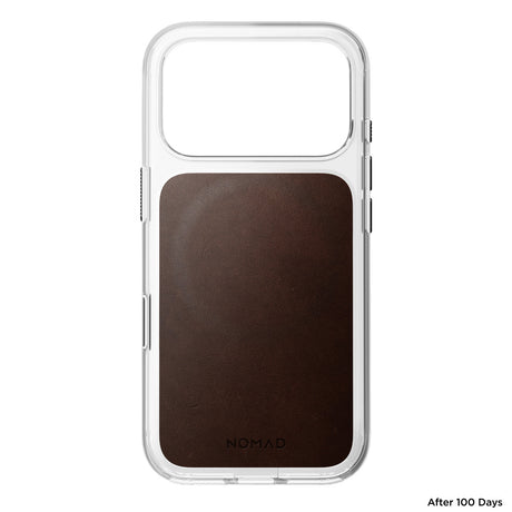 Nomad iPhone 17 Pro/iPhone 18 Pro Kuori kirkas nahkakuori Rustic Brown