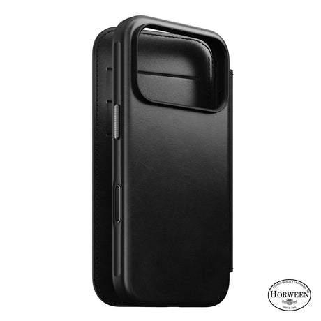 Nomad iPhone 17 Pro/iPhone 18 Pro Kotelo Modern Leather Folio Horween Musta