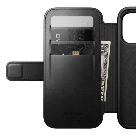 Nomad iPhone 17 Pro/iPhone 18 Pro Kotelo Modern Leather Folio Horween Musta