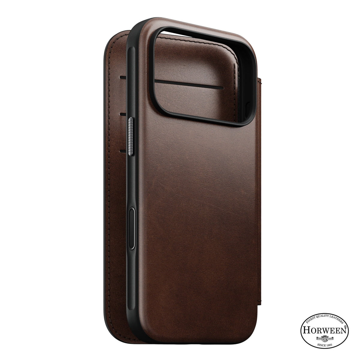 Nomad iPhone 17 Pro/iPhone 18 Pro Kotelo Modern Leather Folio Horween Rustic Brown