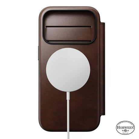 Nomad iPhone 17 Pro/iPhone 18 Pro Kotelo Modern Leather Folio Horween Rustic Brown