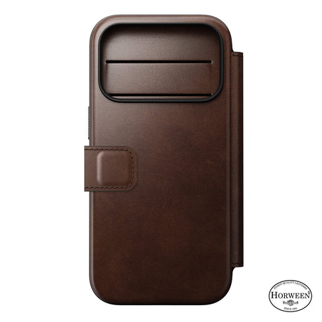 Nomad iPhone 17 Pro/iPhone 18 Pro Kotelo Modern Leather Folio Horween Rustic Brown