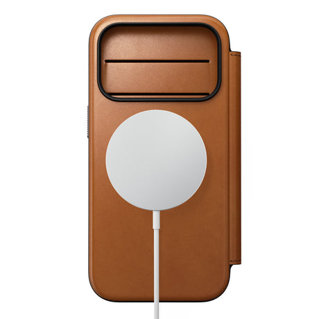 Nomad iPhone 17 Pro/iPhone 18 Pro Kotelo Modern Leather Folio Horween Saddle