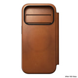 Nomad iPhone 17 Pro/iPhone 18 Pro Kotelo Modern Leather Folio Horween Saddle