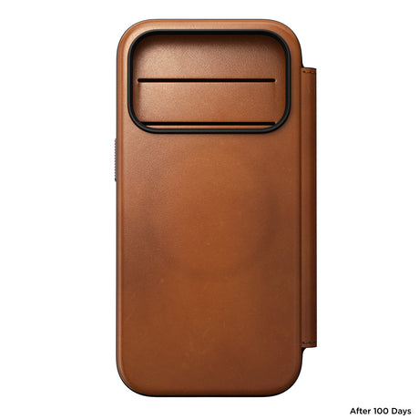 Nomad iPhone 17 Pro/iPhone 18 Pro Kotelo Modern Leather Folio Horween Saddle
