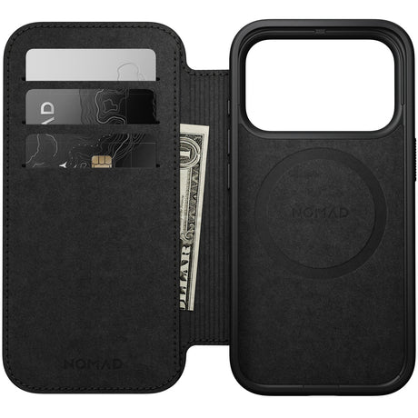 Nomad iPhone 17 Pro/iPhone 18 Pro Kotelo Modern Leather Folio Musta