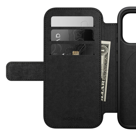 Nomad iPhone 17 Pro/iPhone 18 Pro Kotelo Modern Leather Folio Musta