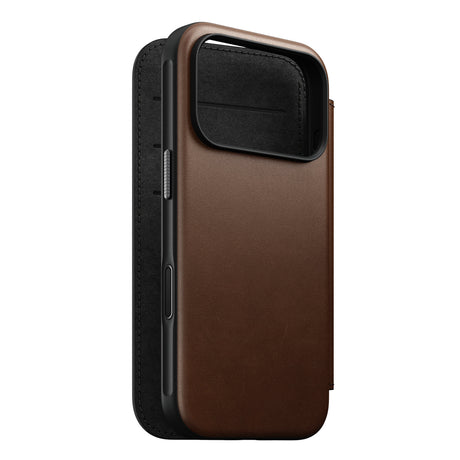 Nomad iPhone 17 Pro/iPhone 18 Pro Kotelo Modern Leather Folio Ruskea