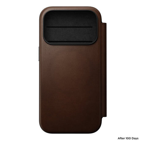 Nomad iPhone 17 Pro/iPhone 18 Pro Kotelo Modern Leather Folio Ruskea