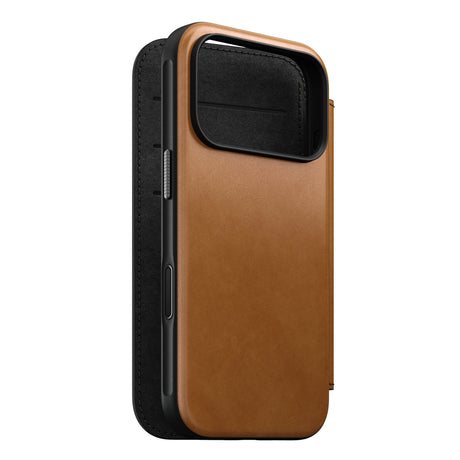 Nomad iPhone 17 Pro/iPhone 18 Pro Kotelo Modern Leather Folio English Tan