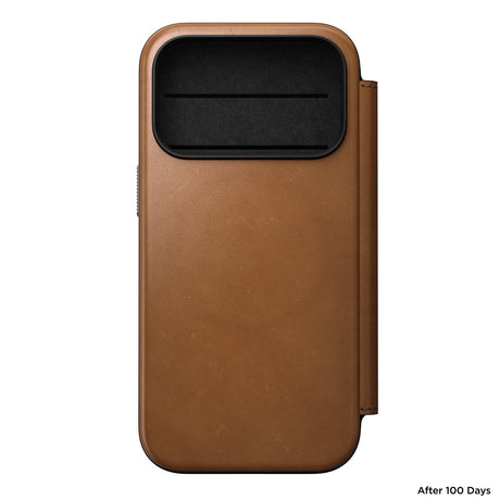 Nomad iPhone 17 Pro/iPhone 18 Pro Kotelo Modern Leather Folio English Tan