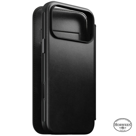 Nomad iPhone 17 Pro Max/iPhone 18 Pro Max Kotelo Modern Leather Folio Horween Musta