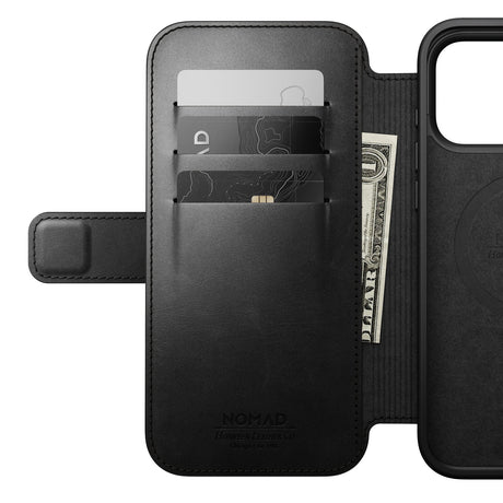 Nomad iPhone 17 Pro Max/iPhone 18 Pro Max Kotelo Modern Leather Folio Horween Musta