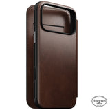 Nomad iPhone 17 Pro Max/iPhone 18 Pro Max Kotelo Modern Leather Folio Horween Rustic Brown
