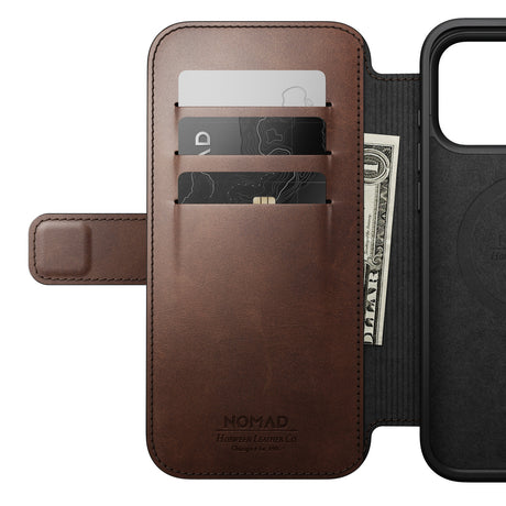 Nomad iPhone 17 Pro Max/iPhone 18 Pro Max Kotelo Modern Leather Folio Horween Rustic Brown