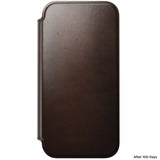 Nomad iPhone 17 Pro Max/iPhone 18 Pro Max Kotelo Modern Leather Folio Horween Rustic Brown