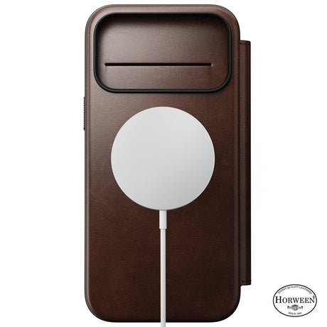Nomad iPhone 17 Pro Max/iPhone 18 Pro Max Kotelo Modern Leather Folio Horween Rustic Brown