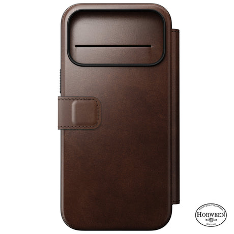 Nomad iPhone 17 Pro Max/iPhone 18 Pro Max Kotelo Modern Leather Folio Horween Rustic Brown