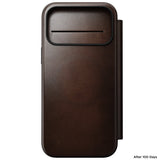 Nomad iPhone 17 Pro Max/iPhone 18 Pro Max Kotelo Modern Leather Folio Horween Rustic Brown