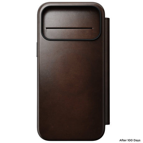 Nomad iPhone 17 Pro Max/iPhone 18 Pro Max Kotelo Modern Leather Folio Horween Rustic Brown