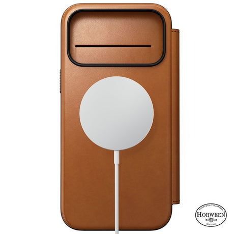 Nomad iPhone 17 Pro Max/iPhone 18 Pro Max Kotelo Modern Leather Folio Horween Saddle