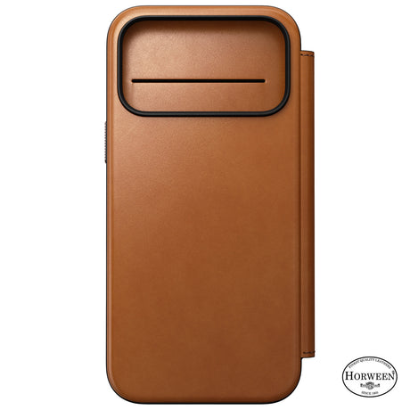 Nomad iPhone 17 Pro Max/iPhone 18 Pro Max Kotelo Modern Leather Folio Horween Saddle