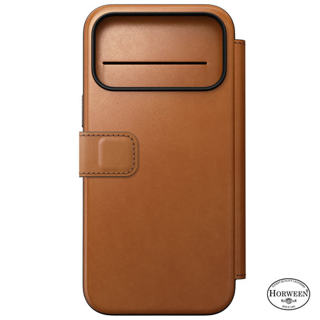 Nomad iPhone 17 Pro Max/iPhone 18 Pro Max Kotelo Modern Leather Folio Horween Saddle