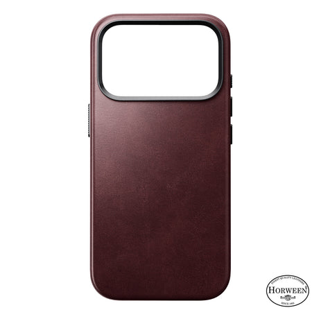 Nomad iPhone 17 Pro/iPhone 18 Pro -kuori Traditional Leather Case Horween Burgundy