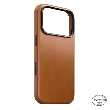 Nomad iPhone 17 Pro/iPhone 18 Pro -kuori Traditional Leather Case Horween Saddle