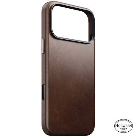 Nomad iPhone 17 Pro Max/iPhone 18 Pro Max -kuori Traditional Leather Case Horween Rustic Brown