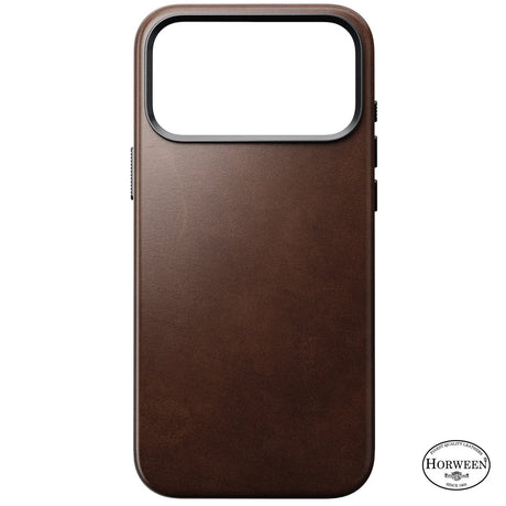 Nomad iPhone 17 Pro Max/iPhone 18 Pro Max -kuori Traditional Leather Case Horween Rustic Brown