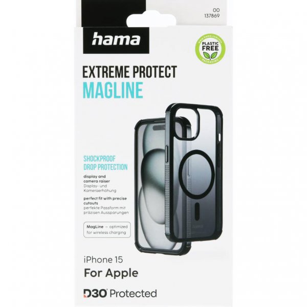 Hama iPhone 15 Extreme Protect MagLine -suojakuori, musta