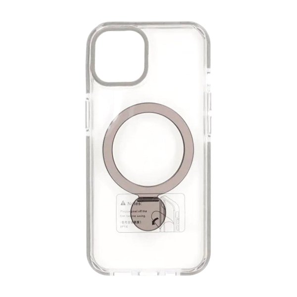 iPhone 15 Kuoret Rengasjalusta MagSafe Musta Läpinäkyvä