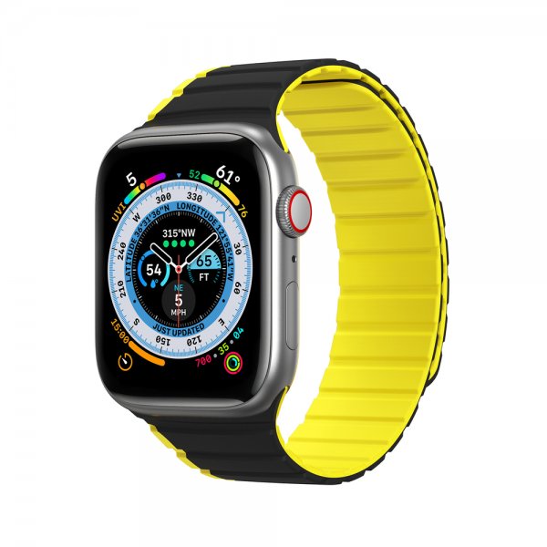 Dux Ducis Apple Watch 38/40/41/42mm ranneke LD Series, musta/keltainen