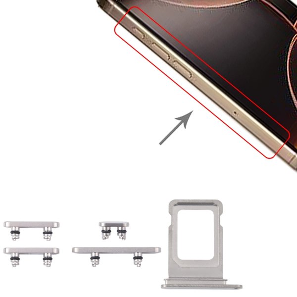 Painikkeet ja SIM-korttipidike iPhone 15 Prolle ja 15 Pro Maxille - Valkoinen